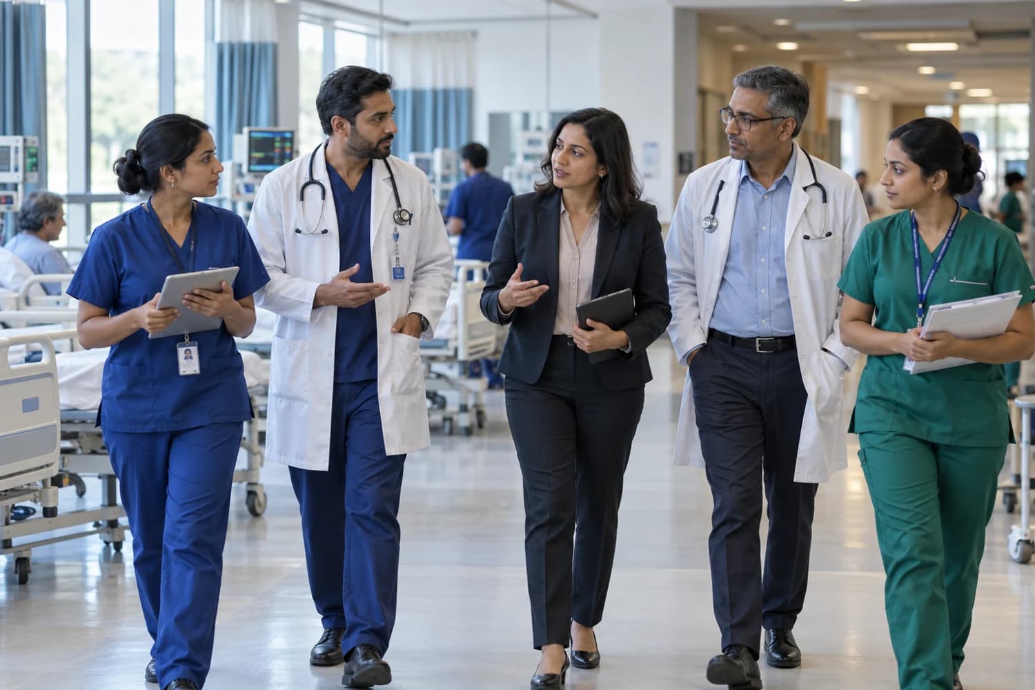 hospital performance team working together